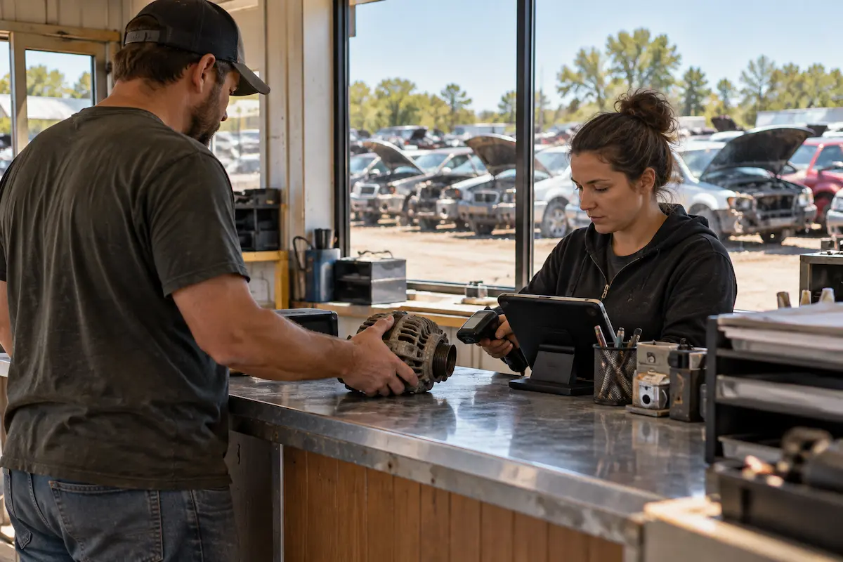 Customer paying for a part at sales counter